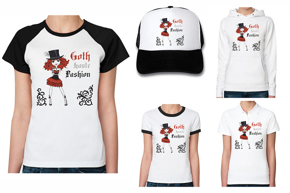 Beautiful Goth girl  in Illustrations - product preview 2