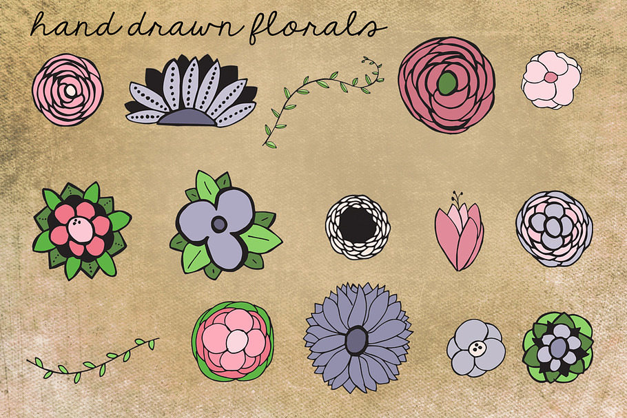 Hand Drawn Floral Clip Art in Illustrations - product preview 8