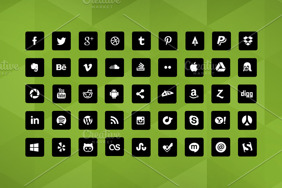 90 Squared Social Icons in Graphics - product preview 8
