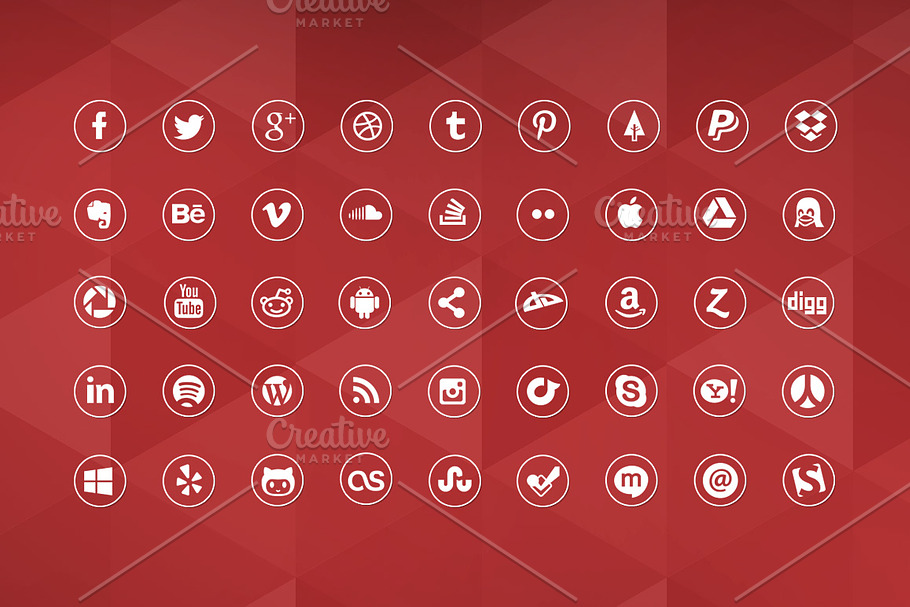 45 Round Social Media Icons in Graphics - product preview 8