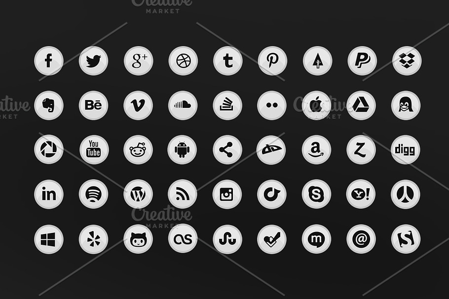 45 Glossy Social Media Icons in Graphics - product preview 8