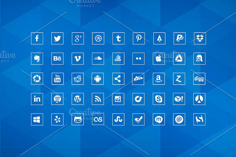 Social Media Icons 90 Squared Icons