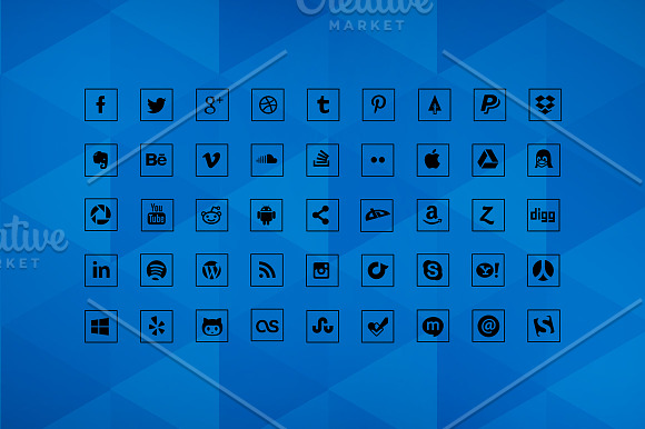 Social Media Icons 90 Squared Icons in Graphics - product preview 1