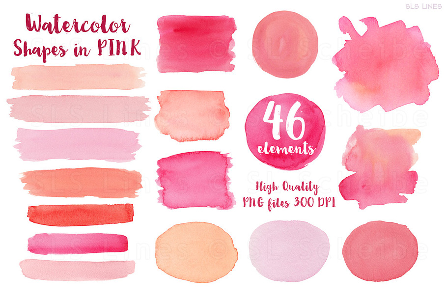 Watercolor Balls & Blotches Pink in Illustrations - product preview 8