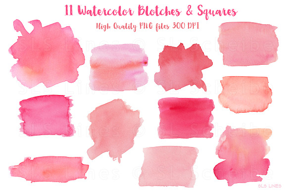 Watercolor Balls & Blotches Pink in Illustrations - product preview 3