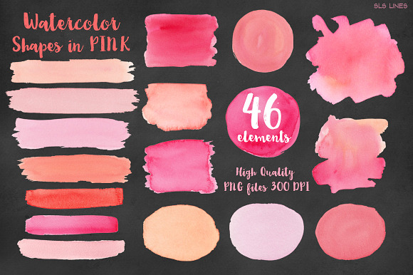 Watercolor Balls & Blotches Pink in Illustrations - product preview 4