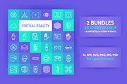 Virtual Reality Line Art Icons