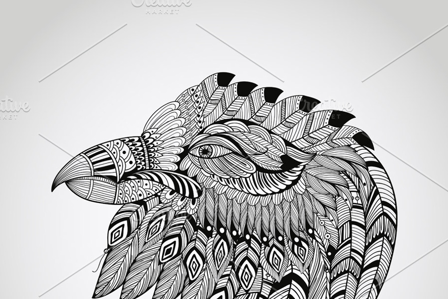 Vector Tattoo Eagle Head in Illustrations - product preview 8