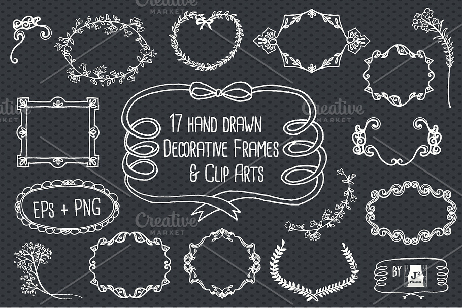 Vector Chalkboard Frame Clip Arts in Illustrations - product preview 8