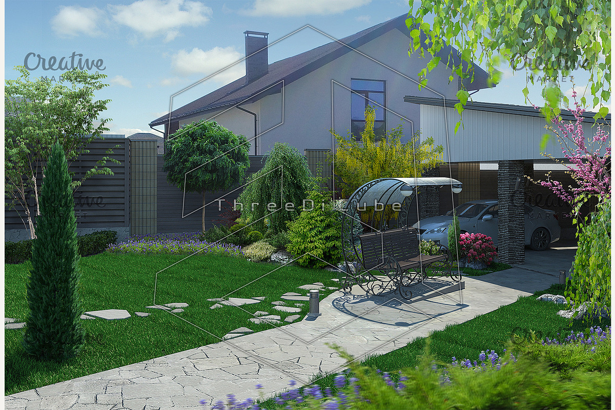 Homestead Landscaping, 3D Render in Illustrations - product preview 8