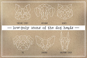 Low-poly icons of the dog heads