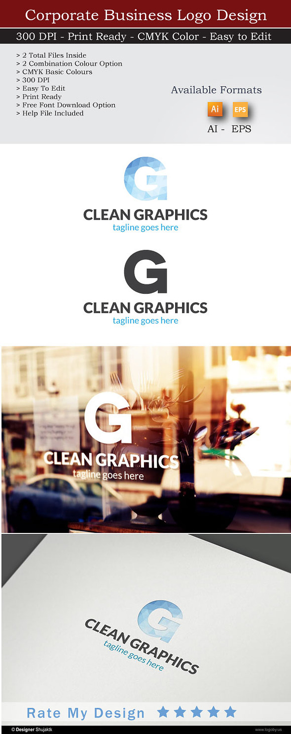 Clear Letter G Graphical Logo in Logo Templates - product preview 1