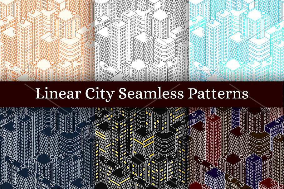 Seamless Patterns. Isometric City. in Patterns - product preview 8