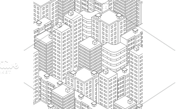 Seamless Patterns. Isometric City. in Patterns - product preview 1