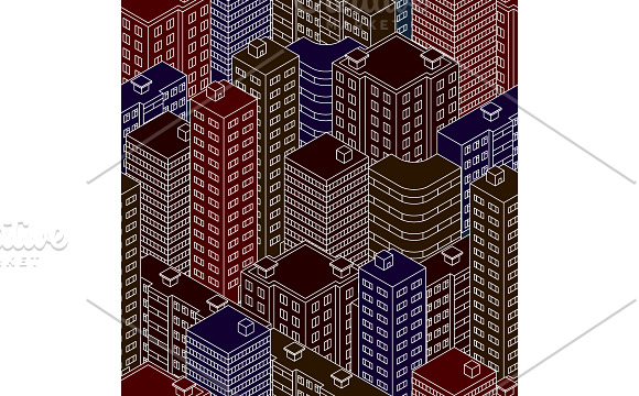 Seamless Patterns. Isometric City. in Patterns - product preview 4