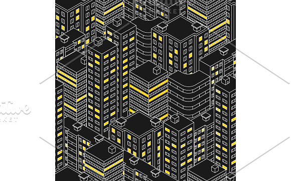 Seamless Patterns. Isometric City. in Patterns - product preview 5