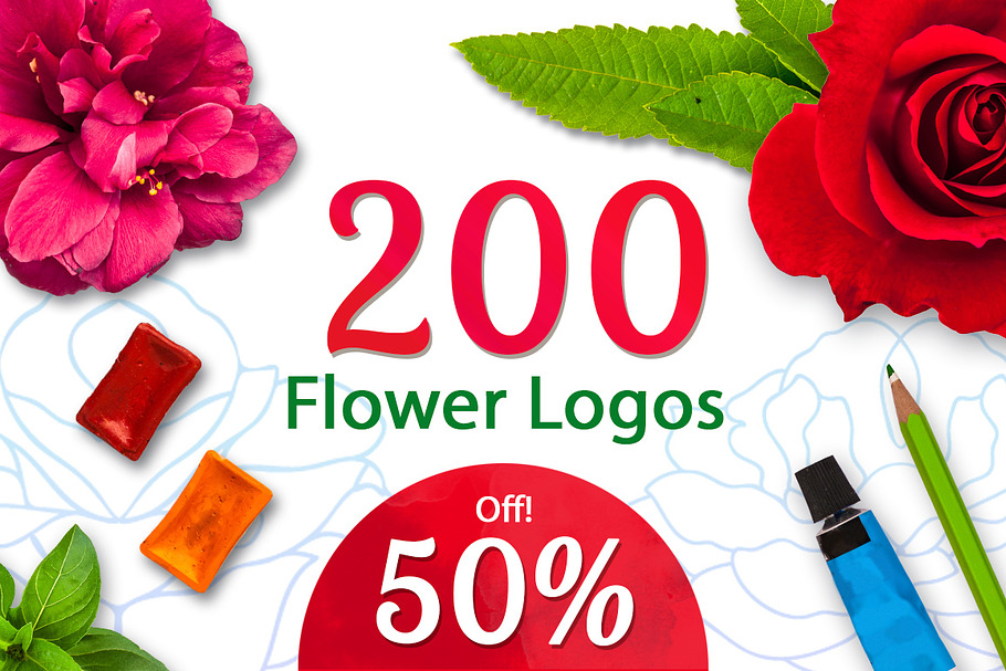 50% Off! 200+ Flower Logos Bundle