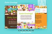 Happy Easter Vector Flat Posters