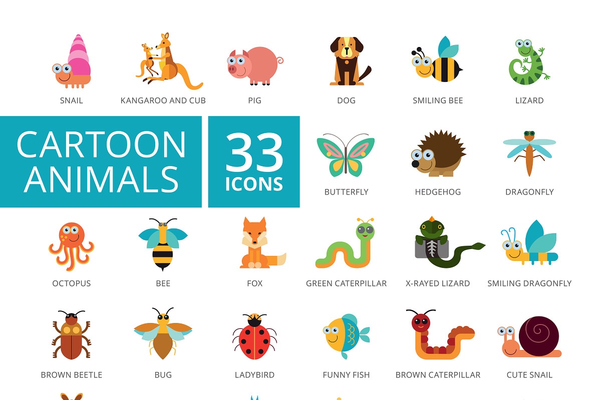 Cartoon animals icons set in Cartoon Icons - product preview 8