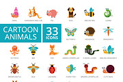 Cartoon animals icons set
