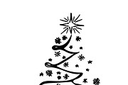 Christmas tree, sketch, vector 