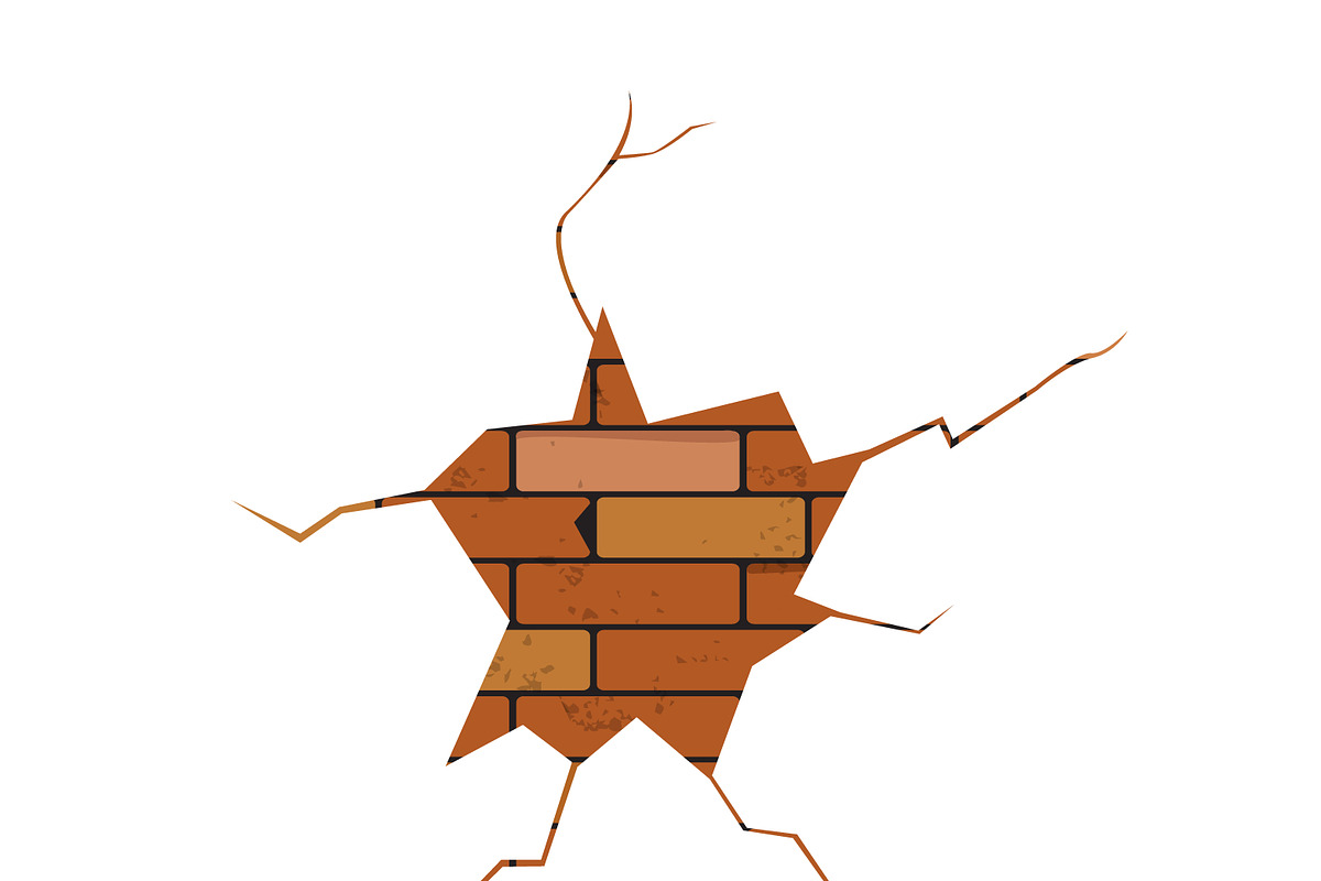      vector, crack, brick wall  in Illustrations - product preview 8