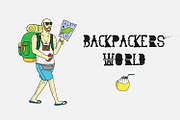 Backpackers world. Travel doodles.