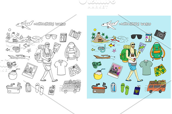 Backpackers world. Travel doodles. in Illustrations - product preview 1