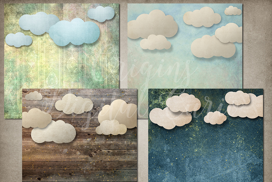 Paper Clouds Backgrounds in Textures - product preview 8