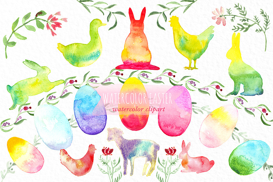 Watercolor easter clipart