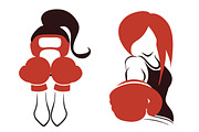 Icon with boxing woman