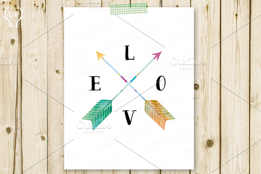 Arrows watercolor printable art love
