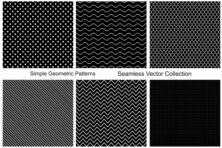 Collection of seamless patterns. B&W in Patterns - product preview 8