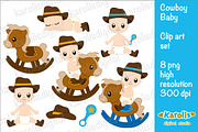 Cowboy baby clip art set