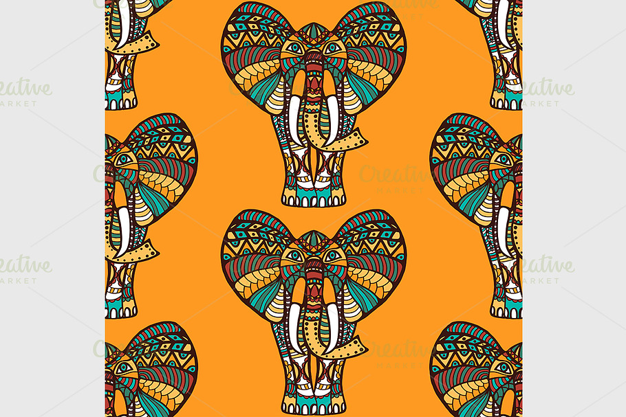seamless pattern with elephants in Graphics - product preview 8