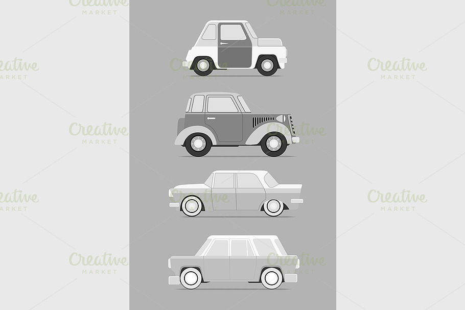 Retro cars  set  in Graphics - product preview 8