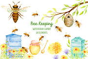 Watercolor Clipart Bee Keeping