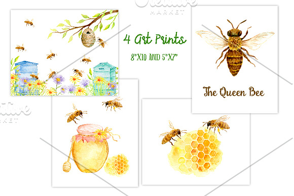 Watercolor Collection Bee Keeping in Illustrations - product preview 2