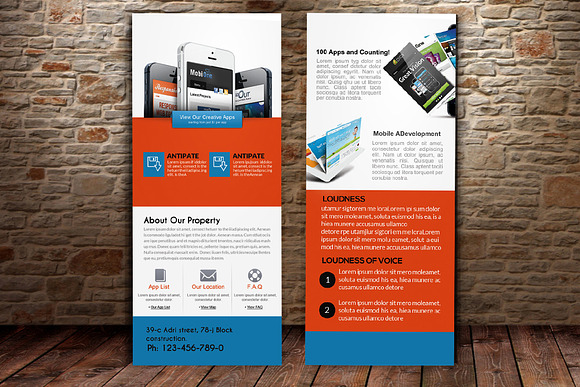 Mobile Apps Rack Card Template in Card Templates - product preview 1