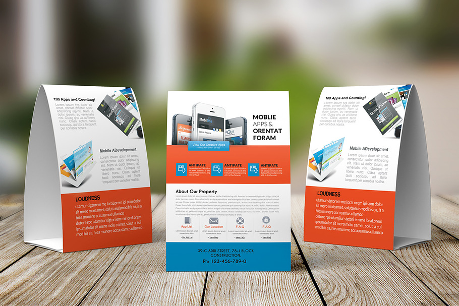 Mobile Apps Table Tent Template in Magazine Templates - product preview 8
