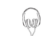 headphones, sketch, vector 