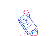 mp3, music player, vector, sketch