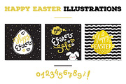 Happy Easter Hand Lettered Elements
