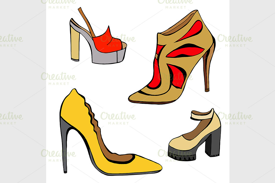 woman shoes set in Graphics - product preview 8
