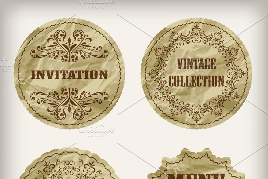 Vector Vintage Golden Labels in Wedding Templates - product preview 8