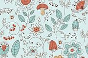 Vector Seamless Floral Summer Doodle
