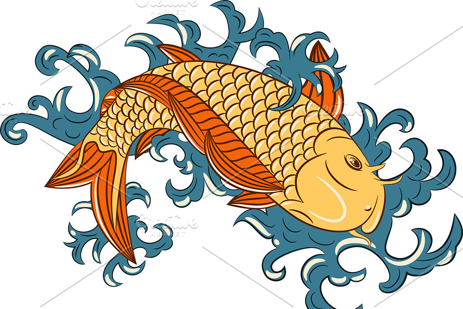 japanese style koi  (carp fish) in Illustrations - product preview 8