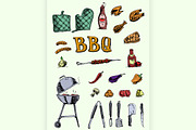 Doodle set of barbecue 