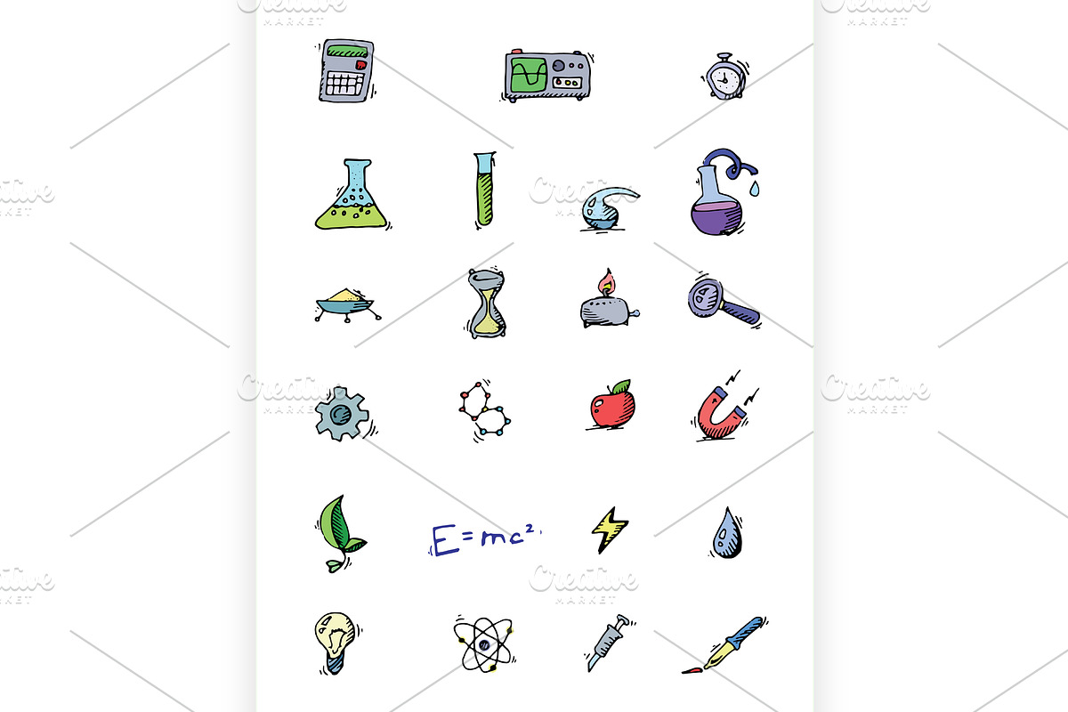 Science icons doodles vector set in Illustrations - product preview 8