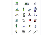 Science icons doodles vector set